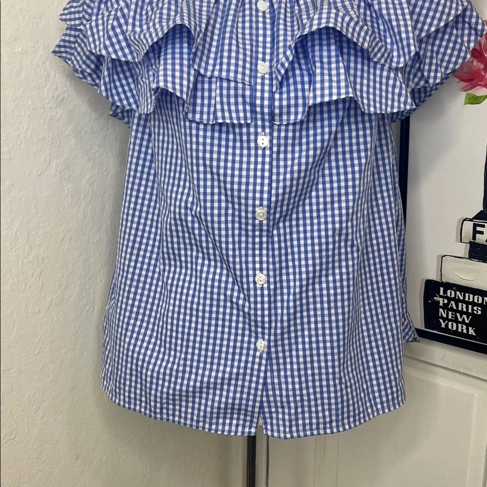 NWT Petersyn Blue & White Gingham Top Size S - Picture 5 of 9